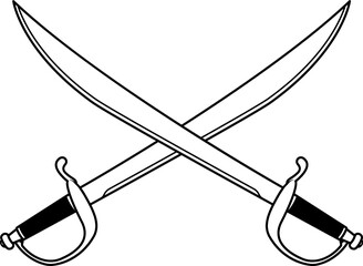 Isolated Crossed Pirate Sword, Isolated Crossed Cutlass in Vector