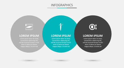 Set Needle for sewing with thread, Tape measure and Leather. Business infographic template. Vector