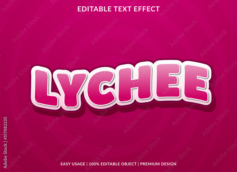 Aufkleber lychee text effect template with abstract style use for business brand and logo