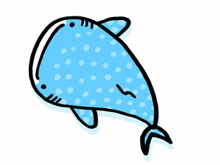 かわいいジンベイザメ／手描きイラスト素材