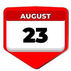 23 August vector icon calendar day. 23 date of august. Twenty third day of august. 23th date number. 23 day calendar. Twenty three date. Flag of Ukraine, Black Ribbon Day