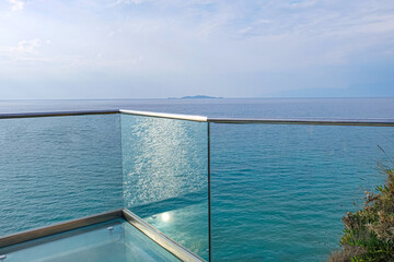 View of transparent observation platform at sea resort