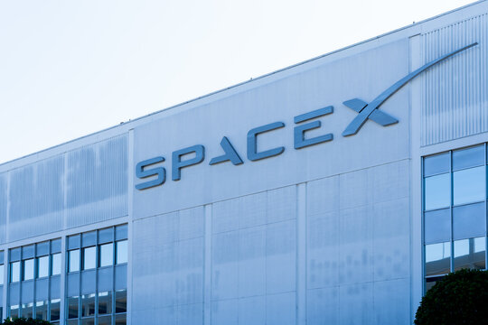  
Hawthorne, California, USA - July 5, 2022: Close up of SpaceX sign at its Headquarters in Hawthorne, California. SpaceX is an American spacecraft manufacturer and space launch provider.
