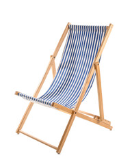 Striped deck chair on white background