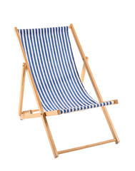 Striped deck chair on white background