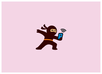 Selfie Ninja cartoon illustration design [vector]