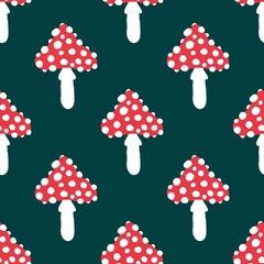 Autumn forest seamless cartoon mushrooms pattern for fabrics and kids and wrapping paper and linens and hobbies