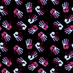 Handprint seamless team work pattern for school and kids and wrapping paper and notebooks and clothes print