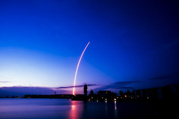 Naklejka na ściany i meble Falcon 9 Launch from Cape Canaveral at night with resupply to ISS