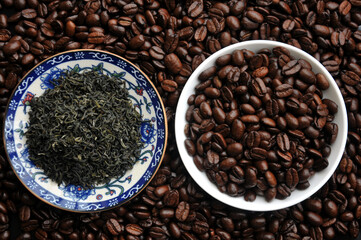 Coffee Beans in chinese teacup	