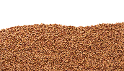 close-up texture of raw buckwheat with copy space for text.