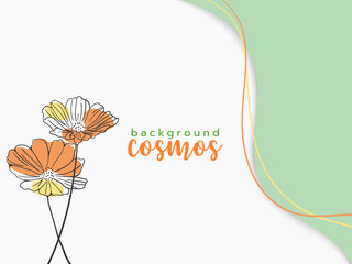 orange and yellow  cosmos childish hand drawn lines of flower element for pattern, background, wallpaper, banner, cover, card, texture, label, banner, cover etc. vector design.