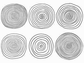 isolated childish hand drawn round circles stipple lines art black brush set element for texture, wallpaper, banner, label, background etc. vector design