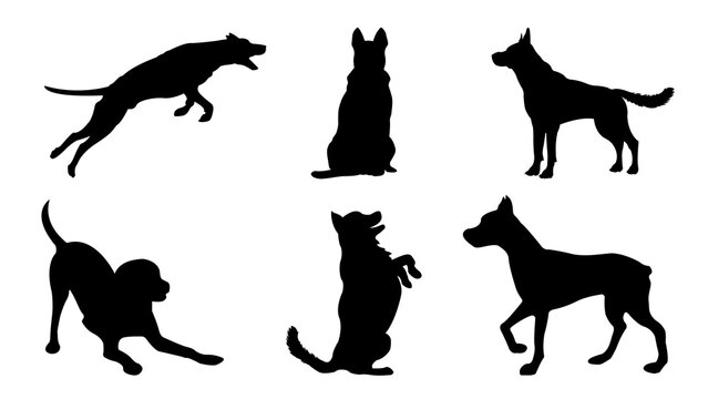 Set Of Dog Silhouettes