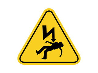 isolated danger of death caution, keep out, common hazardous symbols on yellow round triangle board warning sign for icon, label, logo or package industry etc. flat style vector design.