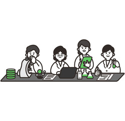 実験中の男女の研究者3 green