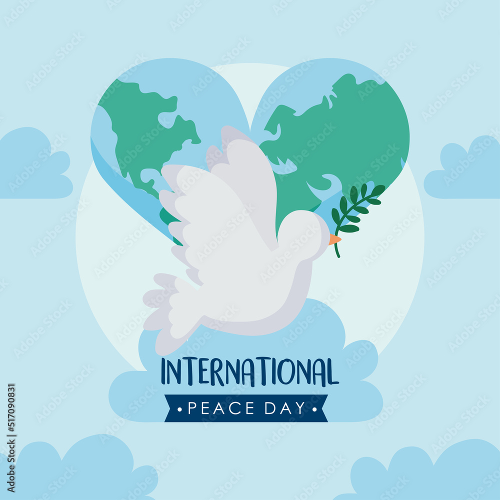 Sticker international peace day lettering