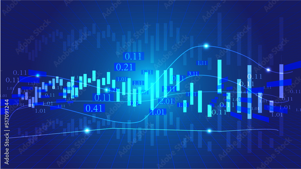 Aufkleber k line chart builds financial curve chart vector background
