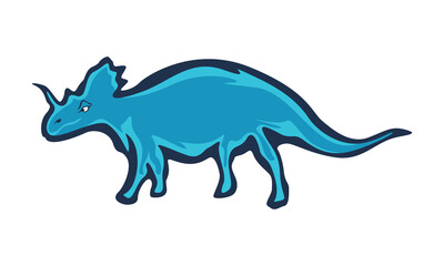 Triceratops dinosaur vector illustration in cartoon style.