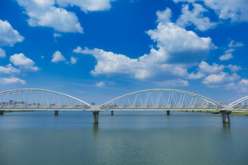 淀川と白い橋 大阪 日本