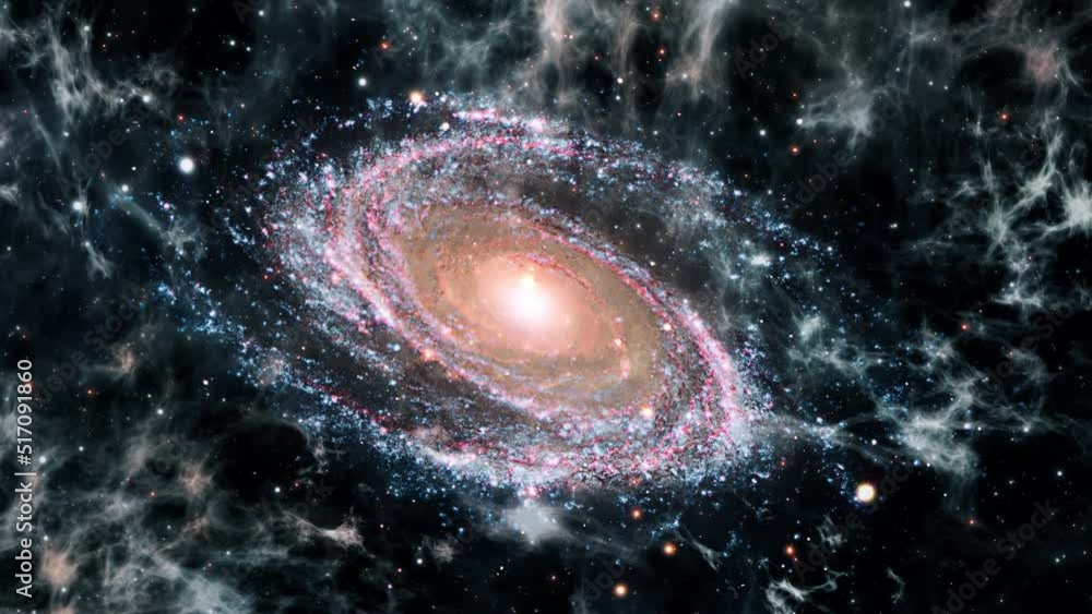 Poster space interstellar travel universe to the m81 spiral cloud galaxy. messier 81 is the largest galaxy 