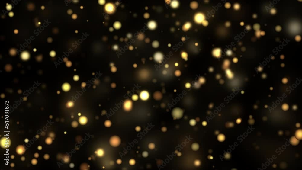 Poster abstract loop motion shining gold dust bokeh particles. blinking glittering particles bokeh loop eff