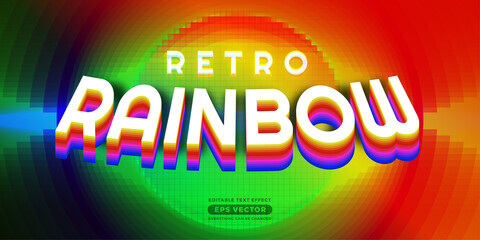 Retro rainbow layer editable text effect style with vibrant theme realistic neon light concept for trendy flyer, social media, poster and banner template promotion