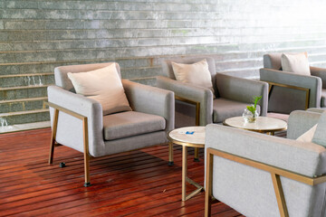 beautiful sofa on outdoor balcony