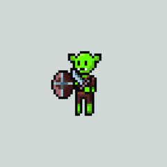 pixel art style, old videogames style, retro style 18 bit knife goblin vector