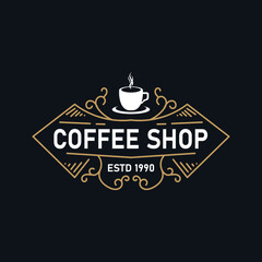 Coffee logo. Vintage Retro Coffee Vector Logo.