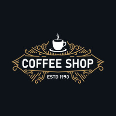 Coffee logo. Vintage Retro Coffee Vector Logo.