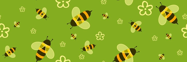 Kids seamless bee pattern for fabrics and packaging and gifts and cards and linens and wrapping paper