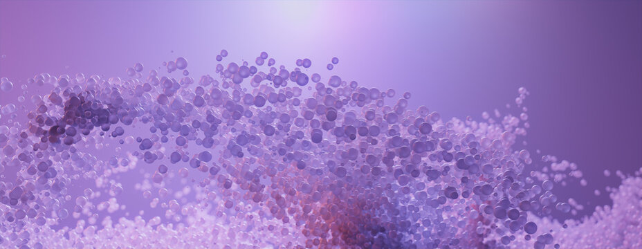 Suspended Atoms in a Purple Futuristic style. Cutting Edge Technology or Medical concept.