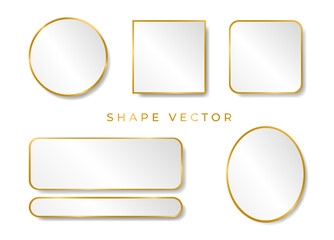 simple 3D white and gold shape board or frame vector on grey background with the circle, ellipse, the square can be put text or product on frame