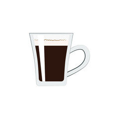 Glass cup of hot coffee on white background