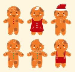 Gingerbeard icon set, cute style design using merry christmas design christmas hat. Ready to use in web design, application, software and printing. - Vector.