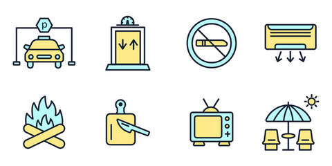 hotel service icons set . hotel service pack symbol vector elements for infographic web