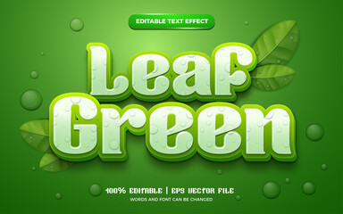 fresh leaf green 3d editable text effect style