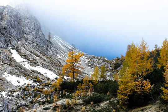 Morning On High Altitude In Autumn Julian Alps - Trail To Velika Mojstrovka Slovenia