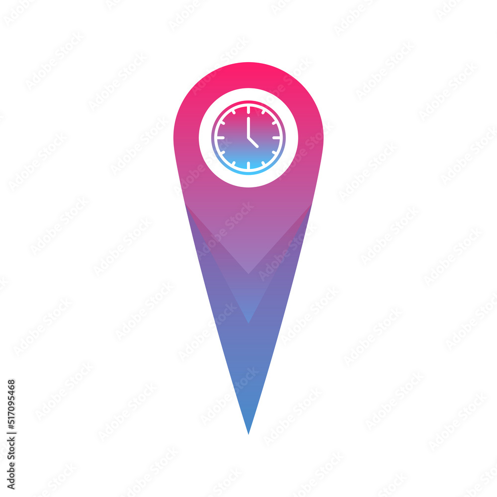 Poster clock location logo gradient design template icon element