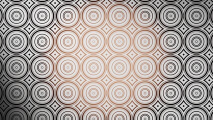 Circles pattern. Mosaic of circles for a wall. Wallpaper with circular and square shapes. Abstract and geometric black and brown color background. Wall decoration with circles and geometric shapes.