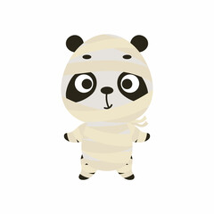 Cute little Halloween panda in a mummy costume. Cartoon animal character for kids t-shirts, nursery decoration, baby shower, greeting card, invitation, house interior. Vector stock illustration