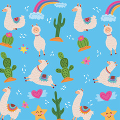 cute llamas with cactus