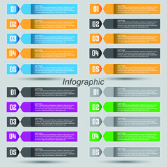 Collection infographics with steps and options, banner  for  business design and website template.