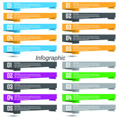 Collection infographics with steps and options, banner  for  business design and website template.