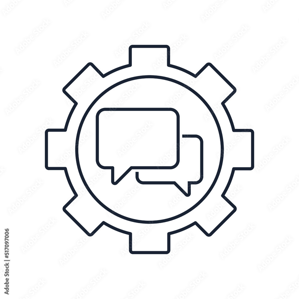 Poster negotiation, dialogue platform.vector linear icon isolated on white background.