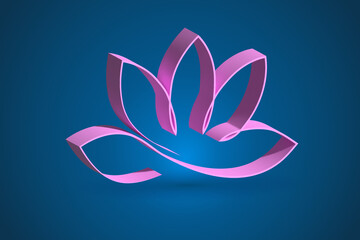 Pink lotus flower logo icon vector 3D banner render creative graphic image design background template