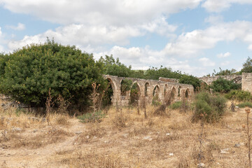 Fototapeta na wymiar The well-preserved remains of the Gaaton Crusader fortress near Kibbutz Gaaton, in Galilee, northern Israel