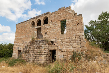 Fototapeta na wymiar The well-preserved remains of the Gaaton Crusader fortress near Kibbutz Gaaton, in Galilee, northern Israel