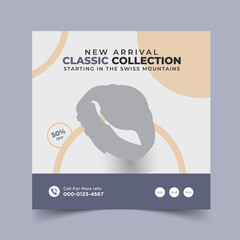 Smartwatch product sale and social media post ad banner template. Gadget product advertising feed with super collection.